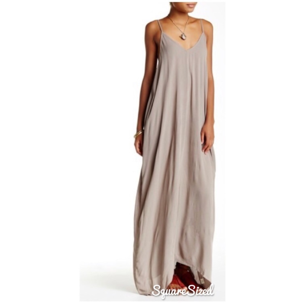Love stitch gauze maxi dress - cement - S/M